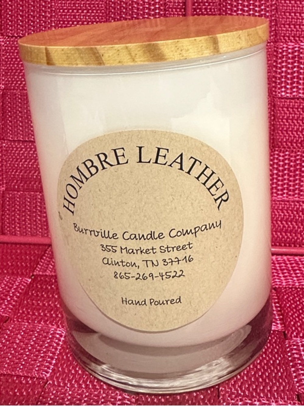 Hombre Leather Scented Candle - - White